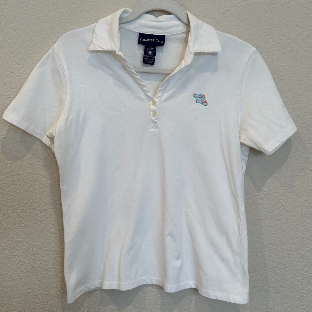 Charter Club White Polo Top
